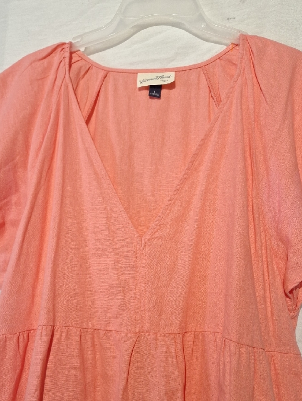 NEVER WORN! Universal Thread Coral Linen V-Neck Boho Midi Dress, Sz 16 NWOT - Picture 6 of 8